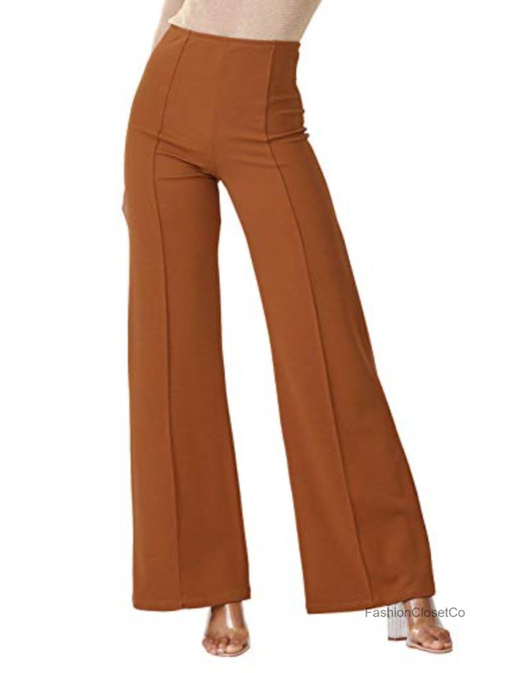 High Waist Flared Dress Pants for Women Business Office Stretch Wide Leg Slacks